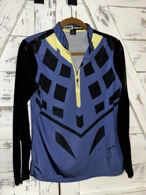 Jamie Sadock Women’s Golf Sunshirt Long Sleeve 1/2 Zip Zipper Leather Trim M